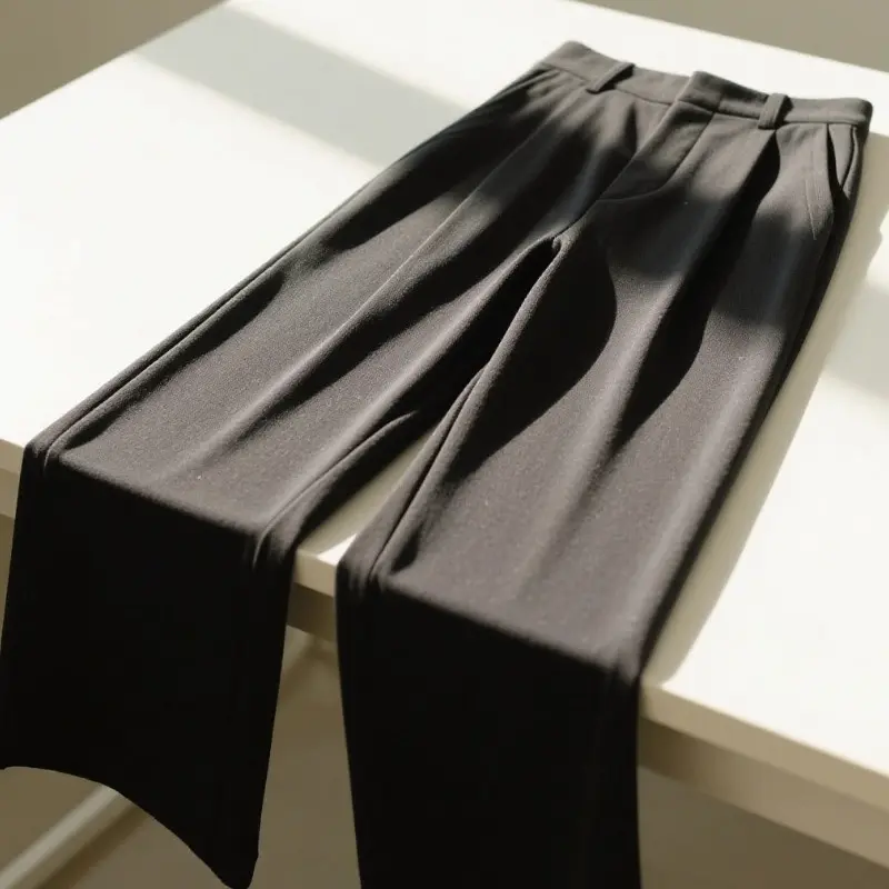 高腰彈力闊腿褲